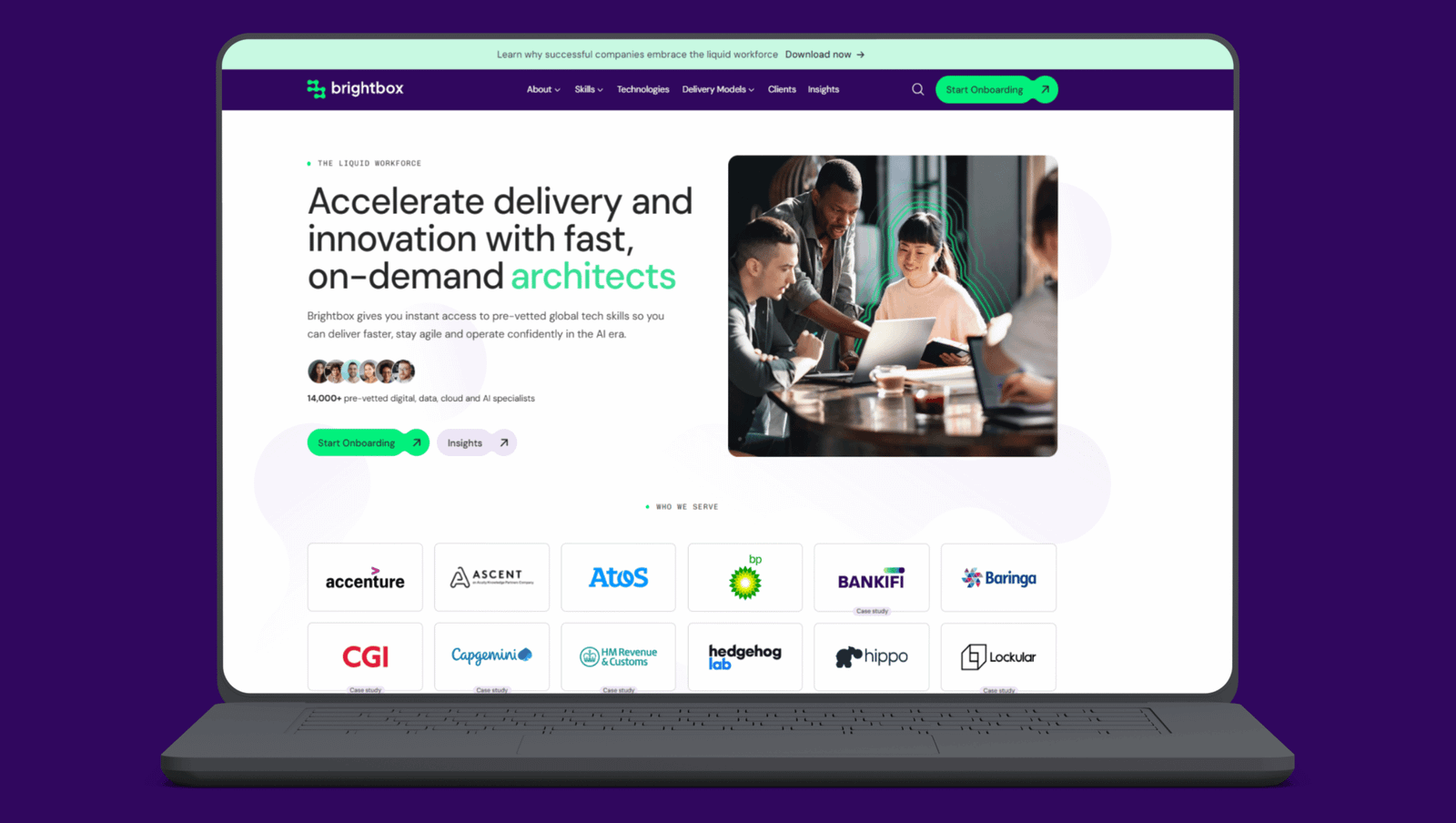View of the brightbox website from a laptop